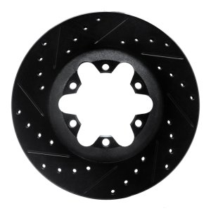Chevrolet Colorado Brake Rotor (1) - Front Left - R1 Concepts - Drilled & Slotted - Black - `04-`08